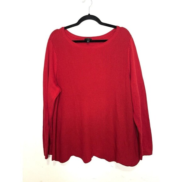 Talbots Women's Sweater Size 3X Red Scalloped Hem Chunky Knit Sweater Holiday - Picture 1 of 11